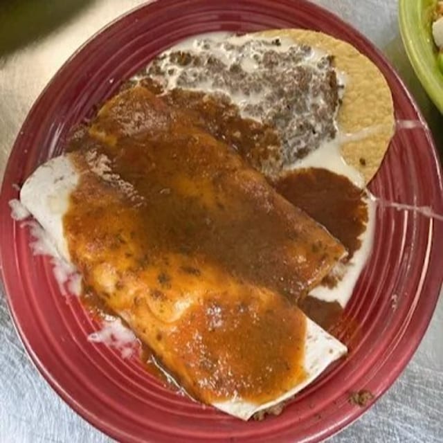 27. Two Beef Burritos, & One Beef Chile Con Queso.
