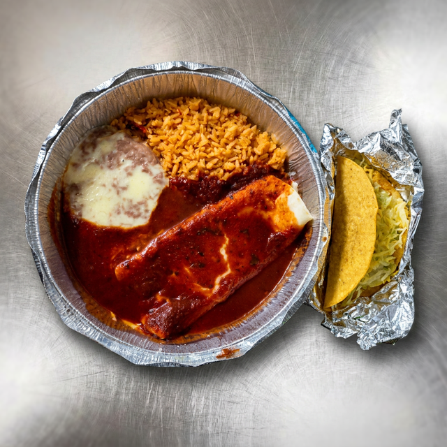 A) One Cheese Burrito, One Bean Taco, Rice & Beans.